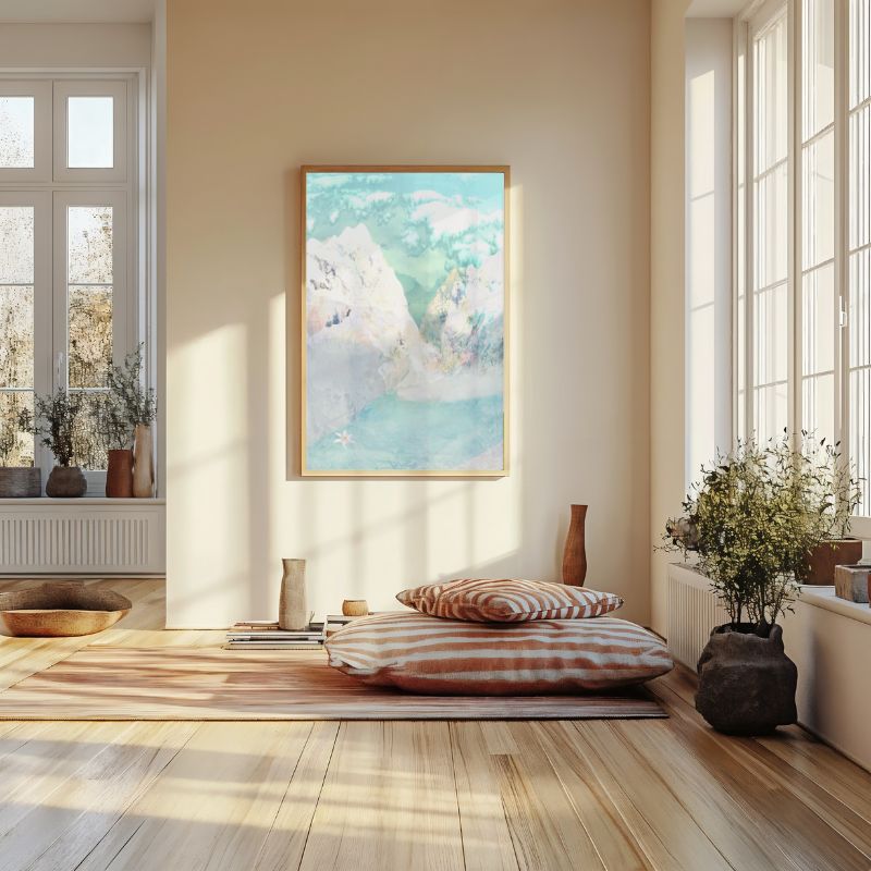 Alpine semi-abstract framed art print on paper