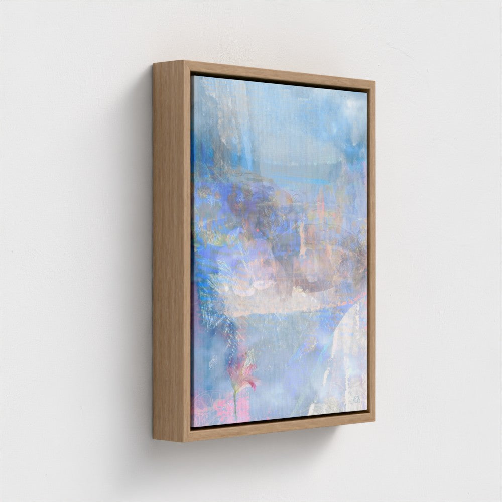 Lakeside semi-abstract float framed canvas art print