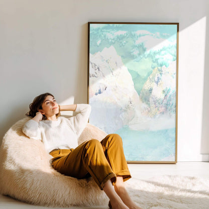 Contemporary abstract artwork ‘Alpine’ evoking a dreamlike natural haven – designed to bring balance and beauty to your wall