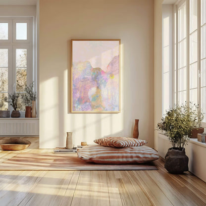 Contemporary abstract artwork ‘Eden’ evoking a dreamlike natural haven – designed to bring balance and beauty to your walls.