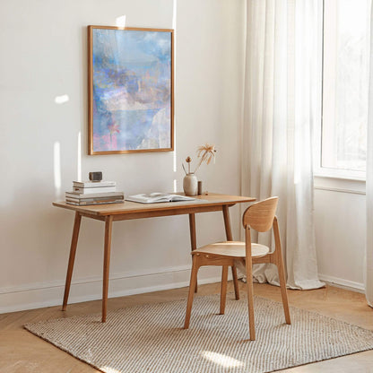 Contemporary abstract artwork ‘Lakeside’ evoking a dreamlike natural haven in blue – designed to bring balance and beauty to your walls