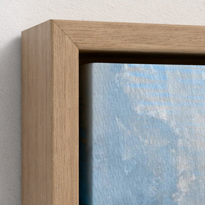 Contemporary abstract artwork ‘Lakeside’ evoking a dreamlike natural haven in blue – designed to bring balance and beauty to your walls