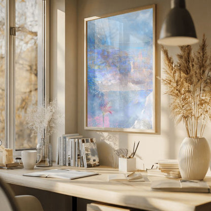 Lakeside semi-abstract framed fine art print on paper