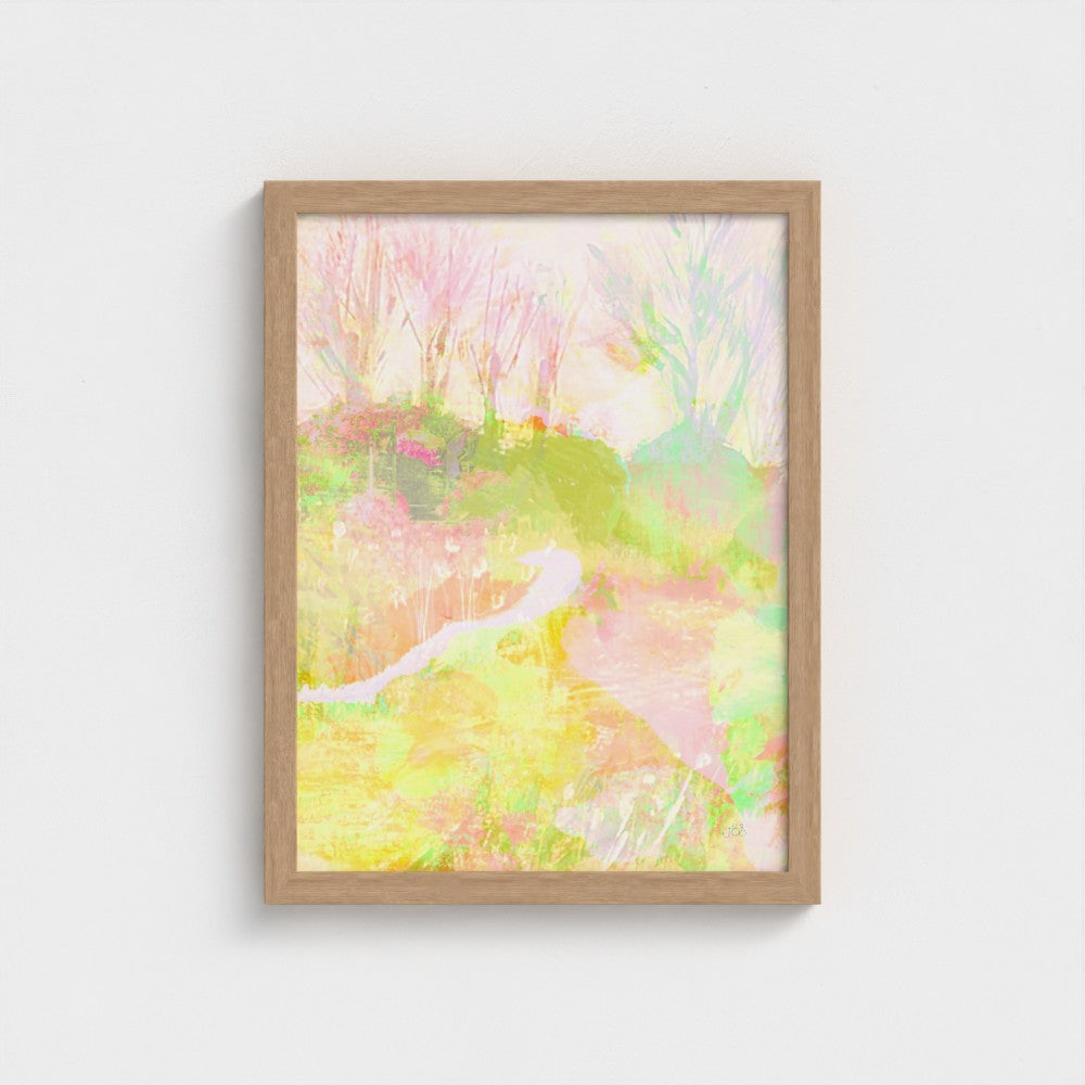 Streamside semi-abstract framed fine art print on paper
