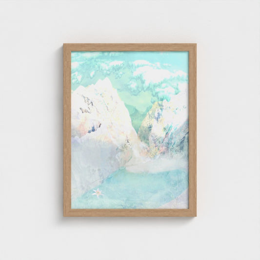 Alpine semi-abstract framed art print on paper