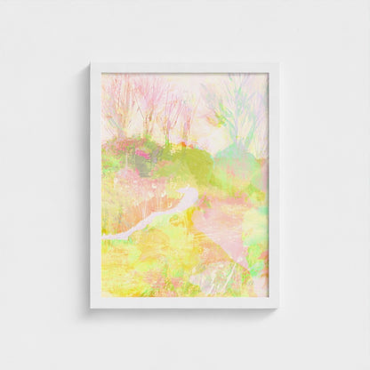 Streamside semi-abstract framed fine art print on paper