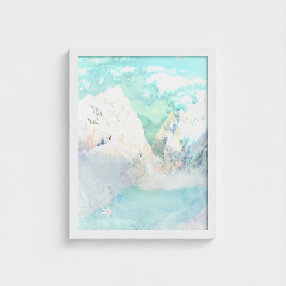 Alpine semi-abstract framed art print on paper
