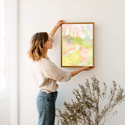 Tranquil abstract landscape ‘Streamside’ featuring flowing natural tones, ideal for adding serenity and flow to your space